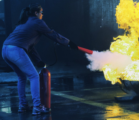 manipulation d'extincteur